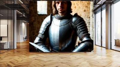 Portrait of a medieval knight Wall mural