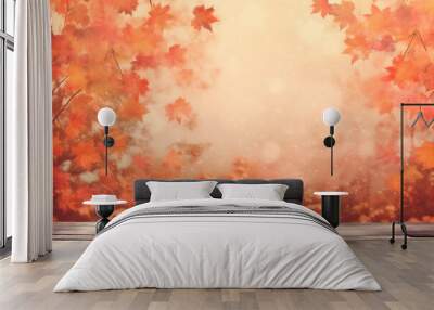 autumn leaves background with copy space Wall mural