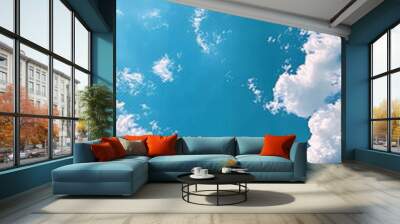 Blue sky background with clouds , beautiful white cloud and beautiful weather
 Wall mural