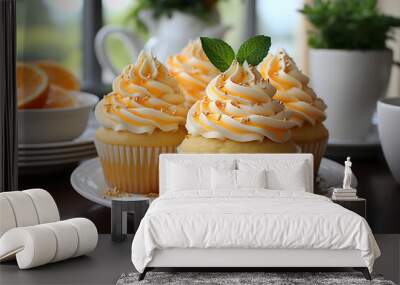 cupcakes with whipped cream Wall mural