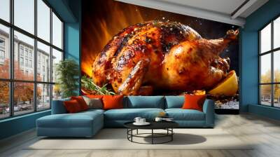 roasted chicken on grill Wall mural