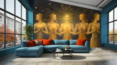 spiritual meditating in yoga pose Wall mural