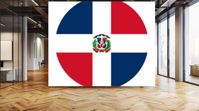 Dominican Republic Flat Rounded Flag with Transparent Background Wall mural