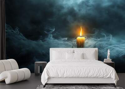 burning candles in the dark Wall mural