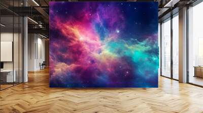 Colorful space galaxy cloud nebula, Stary night cosmos, Universe science astronomy, Supernova background wallpaper, Blue and purple space background created with Generative AI Wall mural