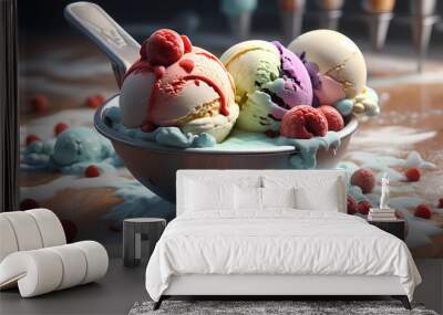 ice cream scoop, unreal engine render, 8k, extremely detailed, realistic photo, 4k realistic photo, hyper detailed Wall mural