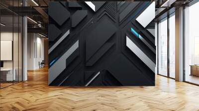 A futuristic high contrast black abstract back Wall mural