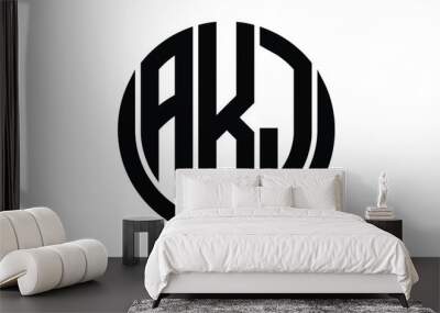 AKJ shield with round shape logo design vector template | monogram logo | abstract logo | wordmark logo | lettermark logo | business logo | brand logo | flat logo. Wall mural