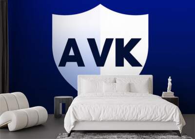 AVK shield logo design on blue background vector template | monogram logo | abstract logo | wordmark logo | letter mark logo | business logo | brand logo | flat logo, minimalist logo.	 Wall mural