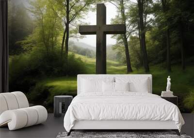 christian cross in nature Wall mural