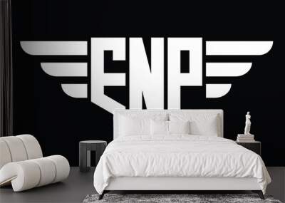 ENP three letter logo, creative wings shape logo design vector template. letter mark, wordmark, monogram symbol on black & white. Wall mural