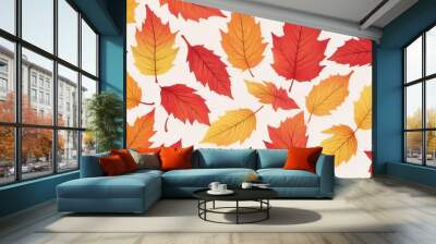 Hand drawn autumn leaves background Wall mural