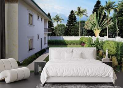 I will do 3d outdoor, landscape, garden, backyard, terrace, pool, deck Wall mural