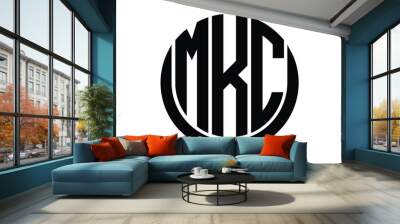 MKC shield with round shape logo design vector template | monogram logo | abstract logo | wordmark logo | lettermark logo | business logo | brand logo | flat logo.	 Wall mural