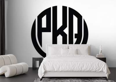 PKQ shield in circle logo design vector template. lettermrk, wordmark, monogram symbol on white background. Wall mural