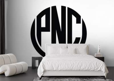 PNC shield in circle logo design vector template. lettermrk, wordmark, monogram symbol on white background. Wall mural