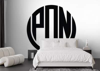 PON shield in circle logo design vector template. lettermrk, wordmark, monogram symbol on white background. Wall mural