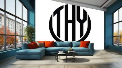 THY shield in circle logo design vector template. lettermrk, wordmark, monogram symbol on white background. Wall mural