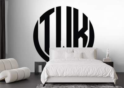 TWK shield in circle logo design vector template. lettermrk, wordmark, monogram symbol on white background. Wall mural