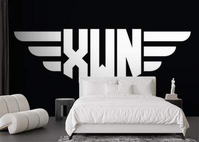 XWN three letter logo, creative wings shape logo design vector template. letter mark, word mark, monogram symbol on black & white. Wall mural