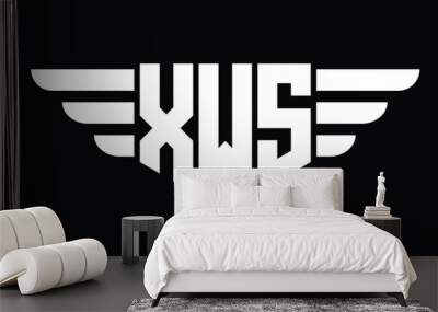 XWS three letter logo, creative wings shape logo design vector template. letter mark, word mark, monogram symbol on black & white. Wall mural