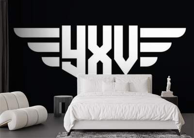 YXV three letter logo, creative wings shape logo design vector template. letter mark, word mark, monogram symbol on black & white. Wall mural