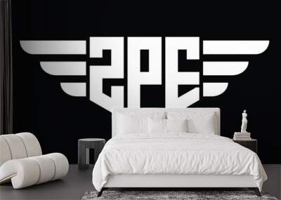 ZPE three letter logo, creative wings shape logo design vector template. letter mark, word mark, monogram symbol on black & white.	 Wall mural