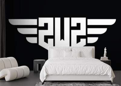 ZWZ three letter logo, creative wings shape logo design vector template. letter mark, word mark, monogram symbol on black & white.	 Wall mural