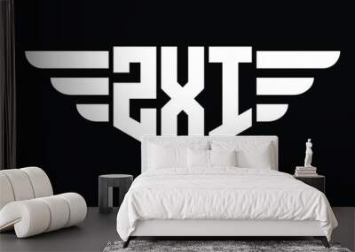 ZXI three letter logo, creative wings shape logo design vector template. letter mark, word mark, monogram symbol on black & white.	 Wall mural