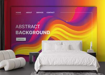 Abstract Colorful fluid landing page template design Wall mural