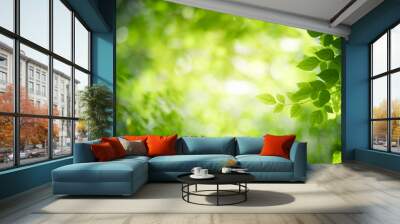 nature of green leaf in garden at summer. natural green leaves plants using as spring background cov Wall mural