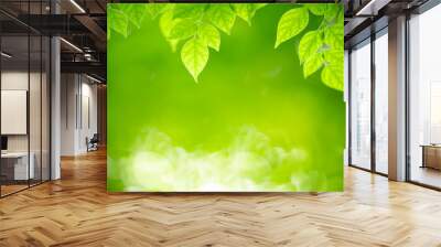 Nature of green leaf in garden at summer. Natural green leaves plants using as spring background cover page greenery environment ecology wallpaper Wall mural