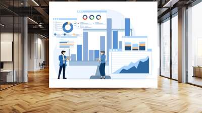 Business data analysis concept, Market Research, Planning, Product testing, statistics, financial infographics, management concept with business team doing analysis and research, flat illustration. Wall mural