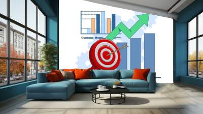 Business performance data analysis concept, search engine optimization, market research chart, Data Analysis, Financial Report, Business Strategy, Financial Forecast. flat vector illustration. Wall mural