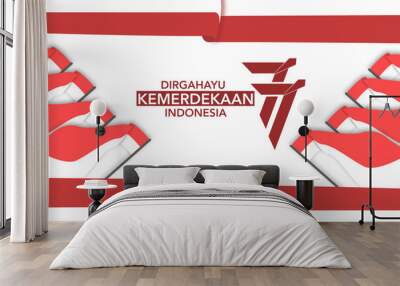 celebrating Indonesian Independence Day, August 17th, the national flag of Indonesia. Can be used for greeting cards, invitations, posters, banners, postcards, websites, motion graphics. Wall mural