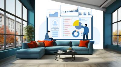 Concept of data charts, graphs and dashboards on laptop screen, SEO marketing advertising analysis, marketing analysis, market research, business analysis, financial reports and research. Wall mural