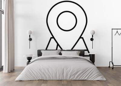 Map destination  icon in flat black line style, isolated on white background  Wall mural