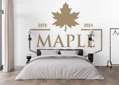 Maple leaf vector logo. Forest and wood symbol sign. Nature tree logo. Wall mural