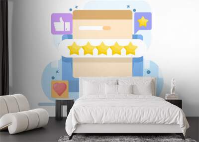 User rating concept, Customer feedback, best quality rating by clients, five star rating, high quality product or good quality service, Best star rating, flat vector illustration. Wall mural