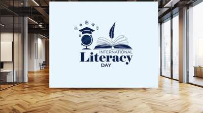 International Literacy Day. 8 September. Holiday concept. Template for background with banner, poster and card. flat illustration. flat design. jpeg format. Wall mural