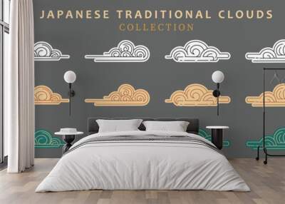 vector set of clouds in traditional japanese or chinese style, design elements, cloud icons collection Wall mural