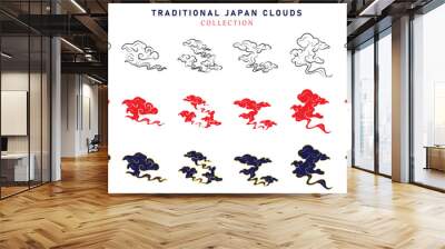 vector set of clouds in traditional japanese or chinese style, design elements, cloud icons collection Wall mural