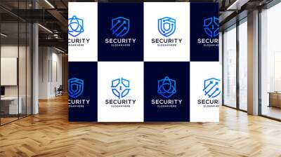 Collection of cyber security and privacy logo design template Wall mural