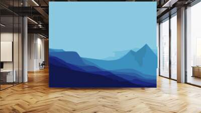 nature scenic mountain summer sunset landscape vector illustration design for wallpaper design, design template, background template, and tourism design template Wall mural