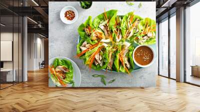 Asian inspired grilled chicken carrot and ginger lettuce wraps Wall mural