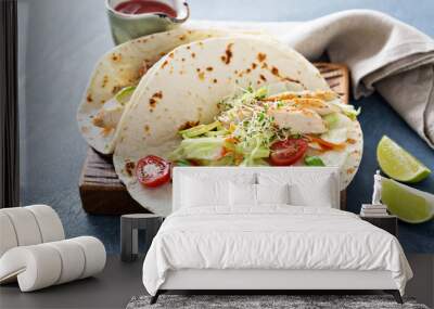 Chicken tacos with salad and tomatoes Wall mural