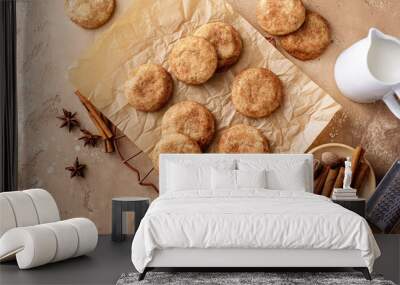 Cinnamon snickerdoodle cookies freshly baked fall dessert Wall mural