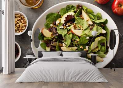 Fall salad with spring mix, apple and cranberry Wall mural