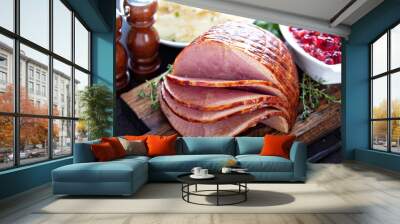 Holiday glazed sliced ham Wall mural