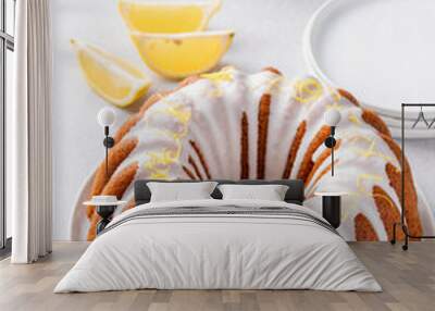 Lemon bundt cake with sugar powder vanilla icing Wall mural